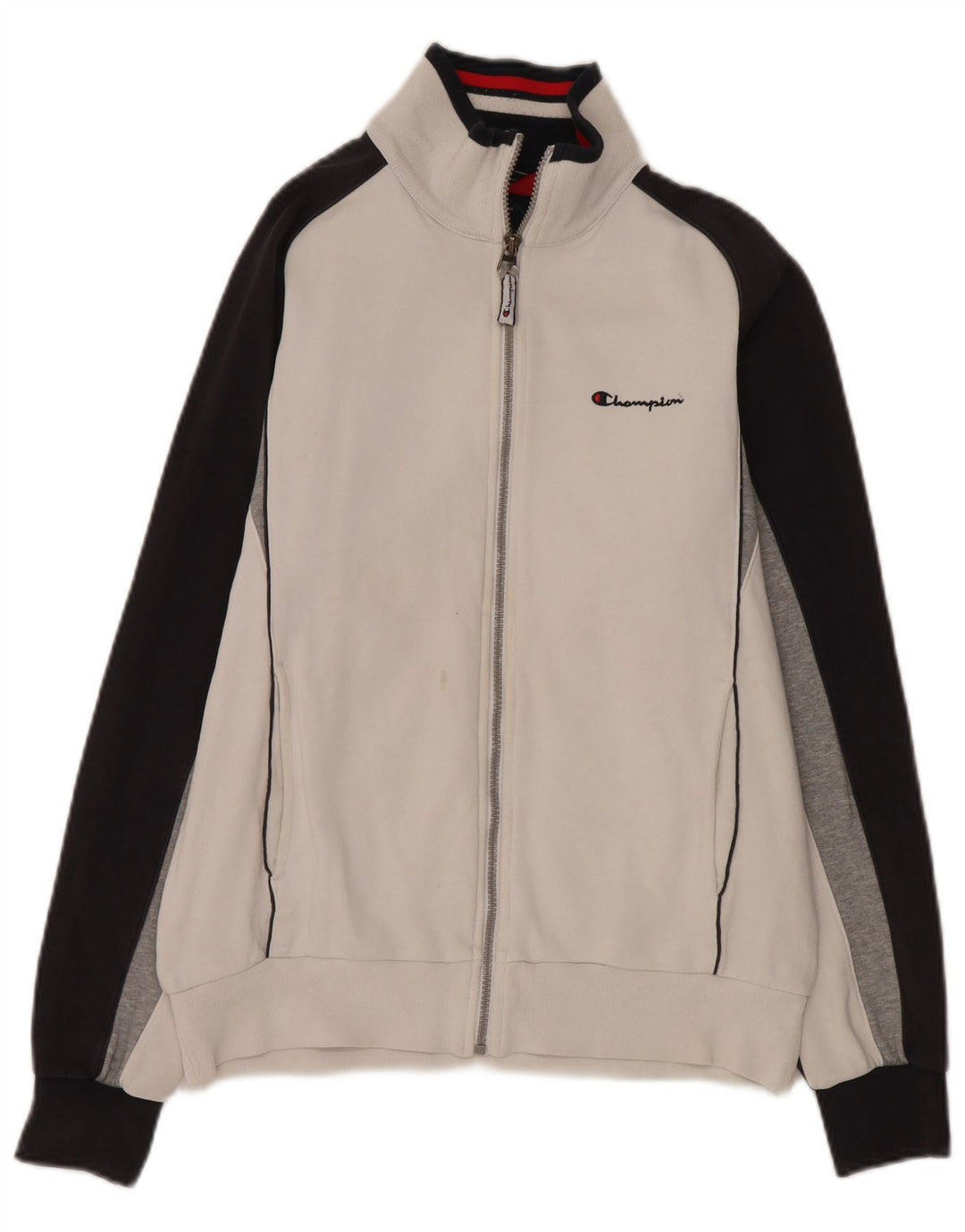 Jaqueta masculina de agasalho Champion, jaqueta média, branca, algodão colorblock
