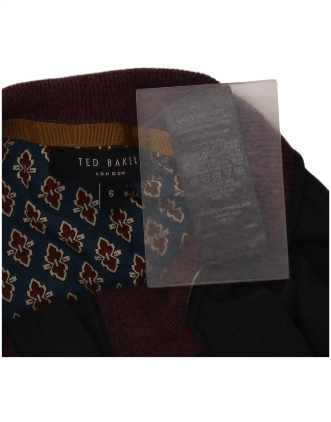Suéter masculino Ted Baker com gola redonda tamanho 6 2XL lã azul marinho