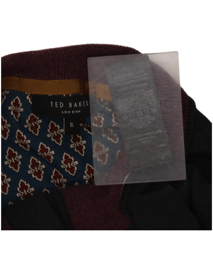 Suéter masculino Ted Baker com gola redonda tamanho 6 2XL lã azul marinho