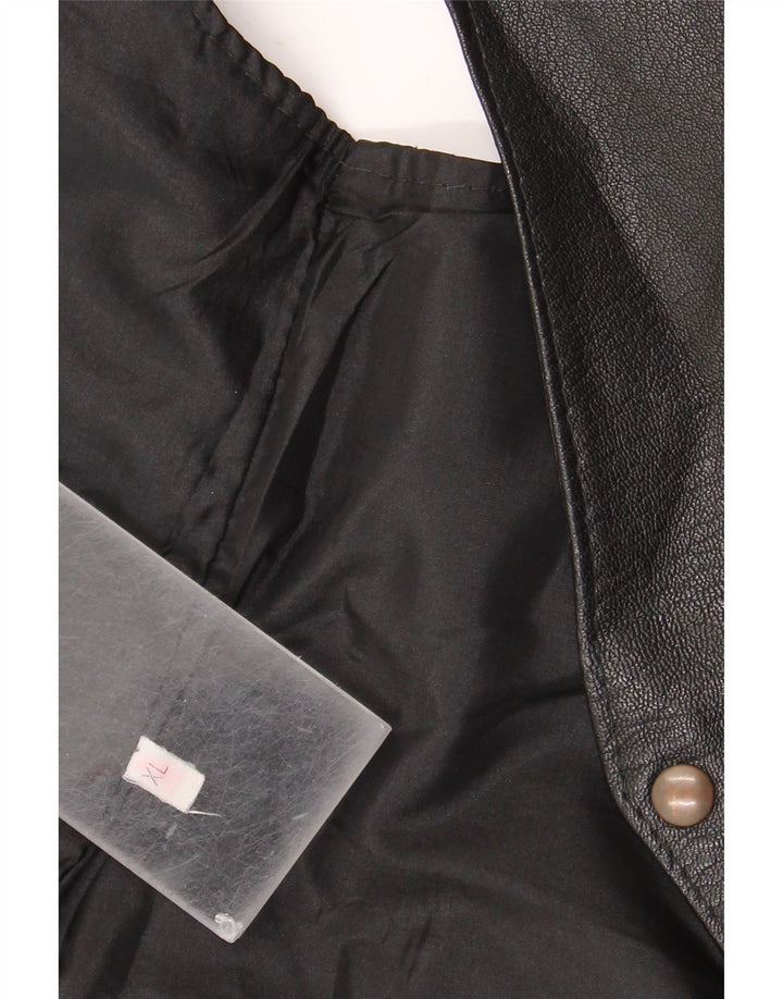 Colete de couro masculino vintage XL preto