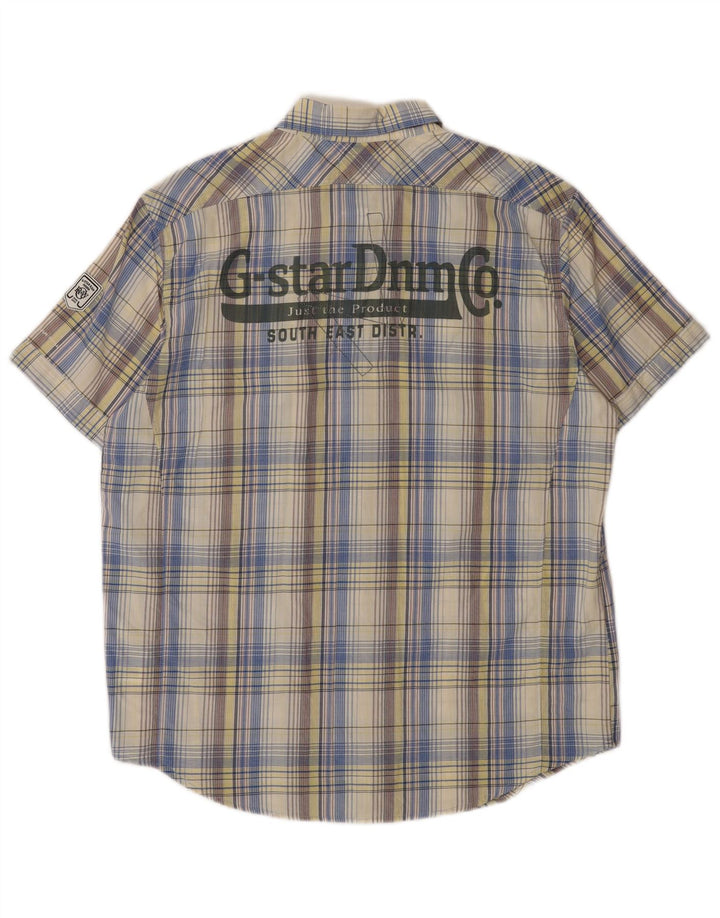 Camisa masculina G-Star gráfica de manga curta XL algodão xadrez multicolorido