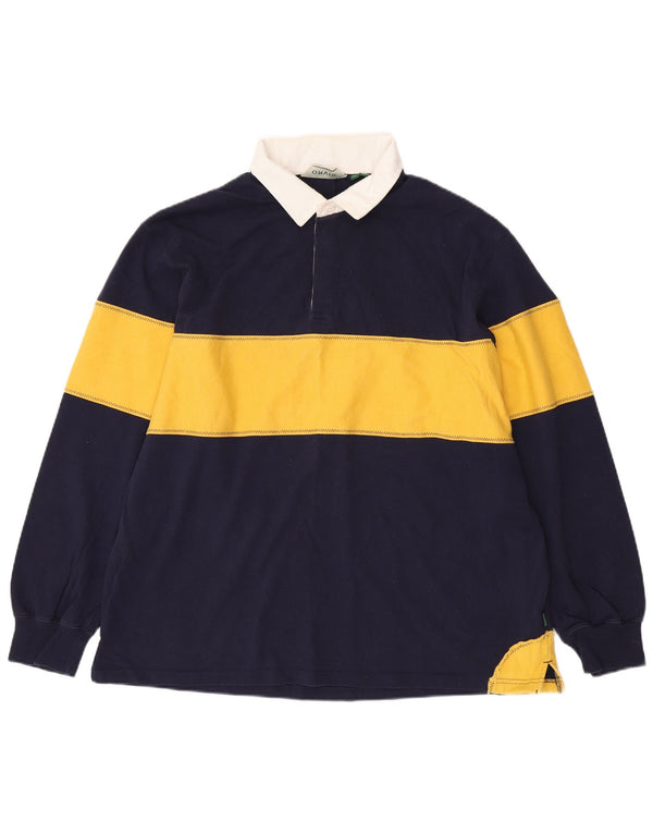 Camisa polo masculina de rugby de manga comprida ORVIS XL azul marinho algodão colorblock