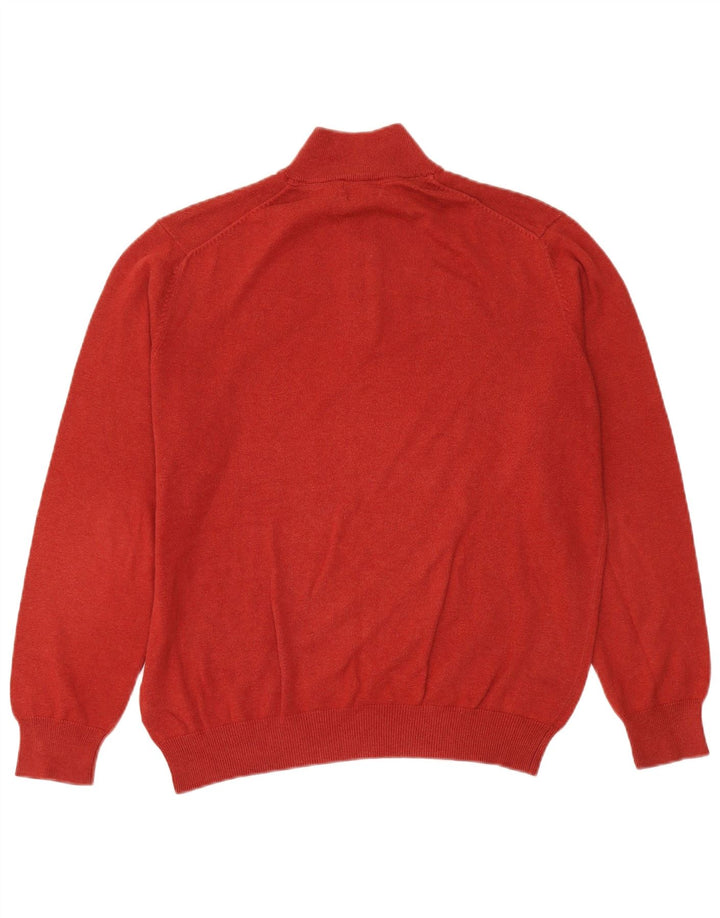 Suéter masculino MASSIMO DUTTI com zíper e gola grande de algodão vermelho