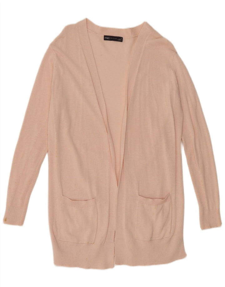 Suéter cardigã feminino oversized Marks & Spencer Longline Reino Unido 10 pequeno rosa