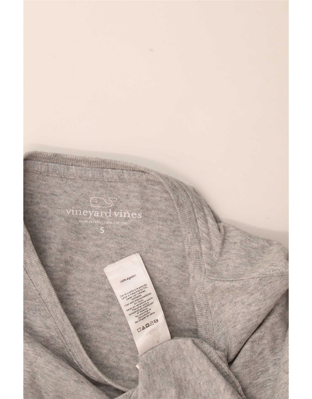 Top gráfico feminino Vineyard Vines manga comprida Reino Unido 10 pequeno cinza manchado