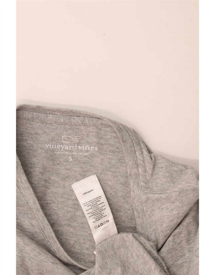 Top gráfico feminino Vineyard Vines manga comprida Reino Unido 10 pequeno cinza manchado