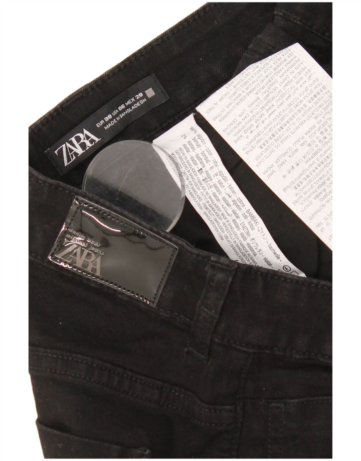 Zara Jeans feminino queimado EU 38 pequeno W28 L31 algodão preto