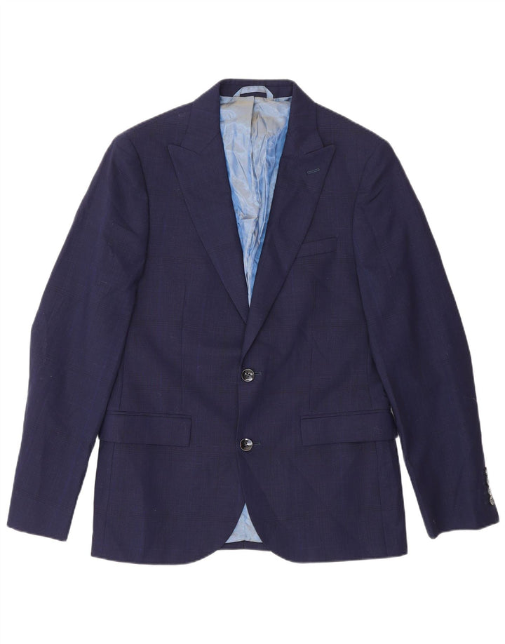 Jaqueta blazer masculina Dkny com 2 botões Slim Fit Reino Unido 38 lã azul marinho médio