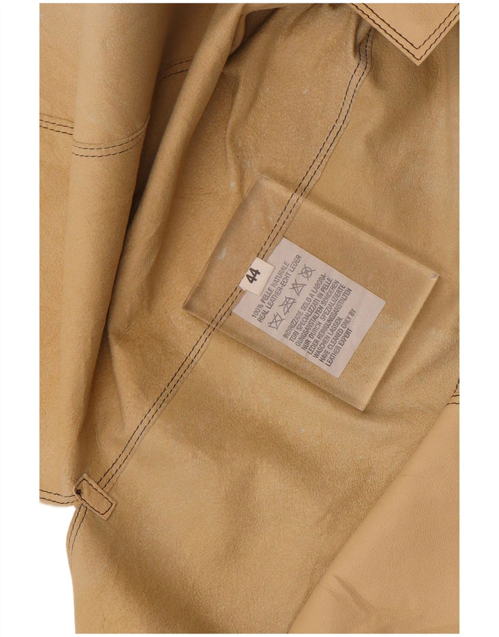 Colete de couro feminino vintage IT 44 couro bege médio