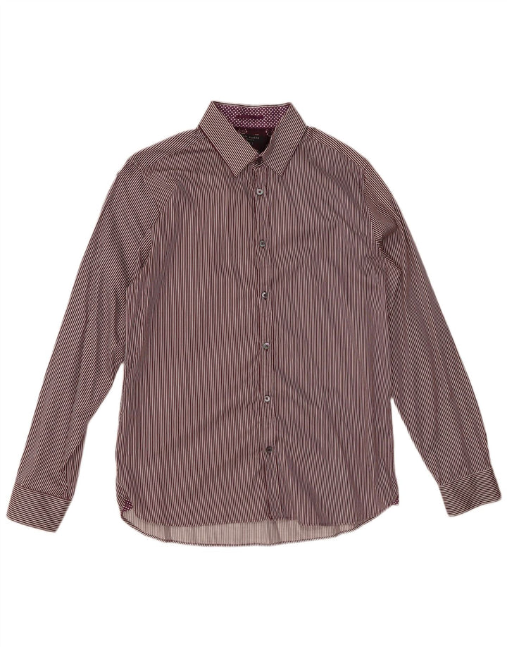 Camisa masculina TED BAKER tamanho 4 grande algodão listrado roxo