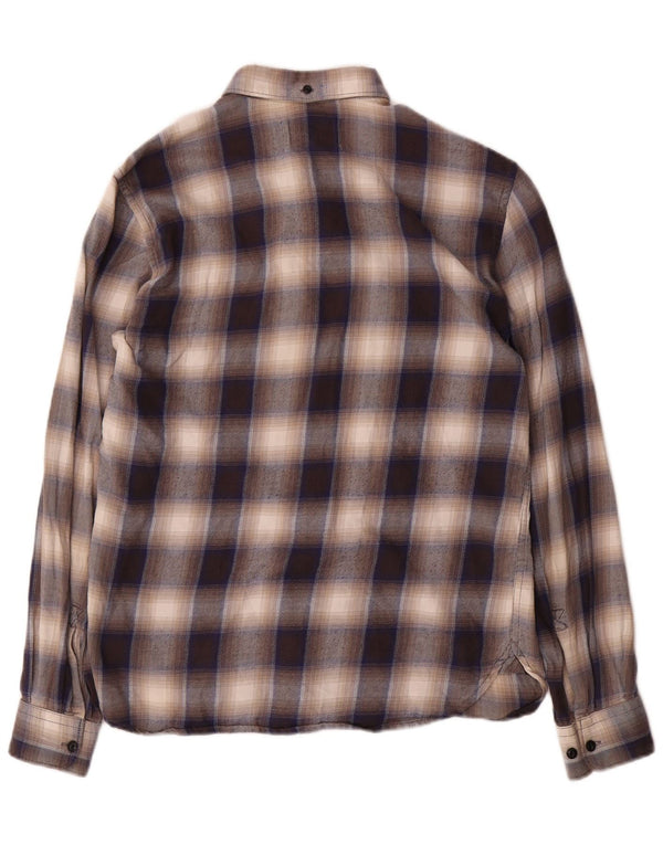 Camisa masculina de flanela de ajuste regular French Connection pequena xadrez marrom