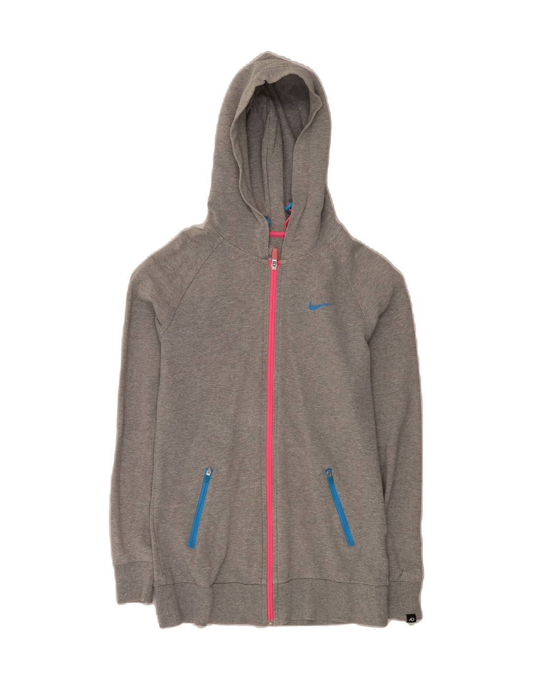 NIKE Womens Zip Hoodie Sweater UK 10 Small Grey Vintage Nike and Second-Hand Nike from Messina Hembry 