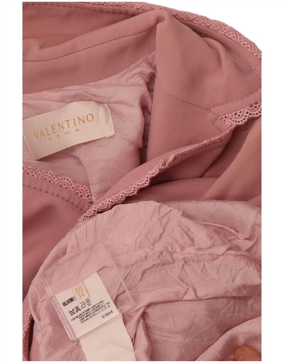 Jaqueta blazer feminina de 1 botão VALENTINO Reino Unido 14 lã virgem rosa médio