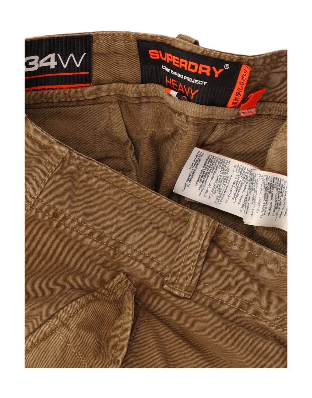 Superdry Mens Cargo Shorts W34 Grande Algodão Bege