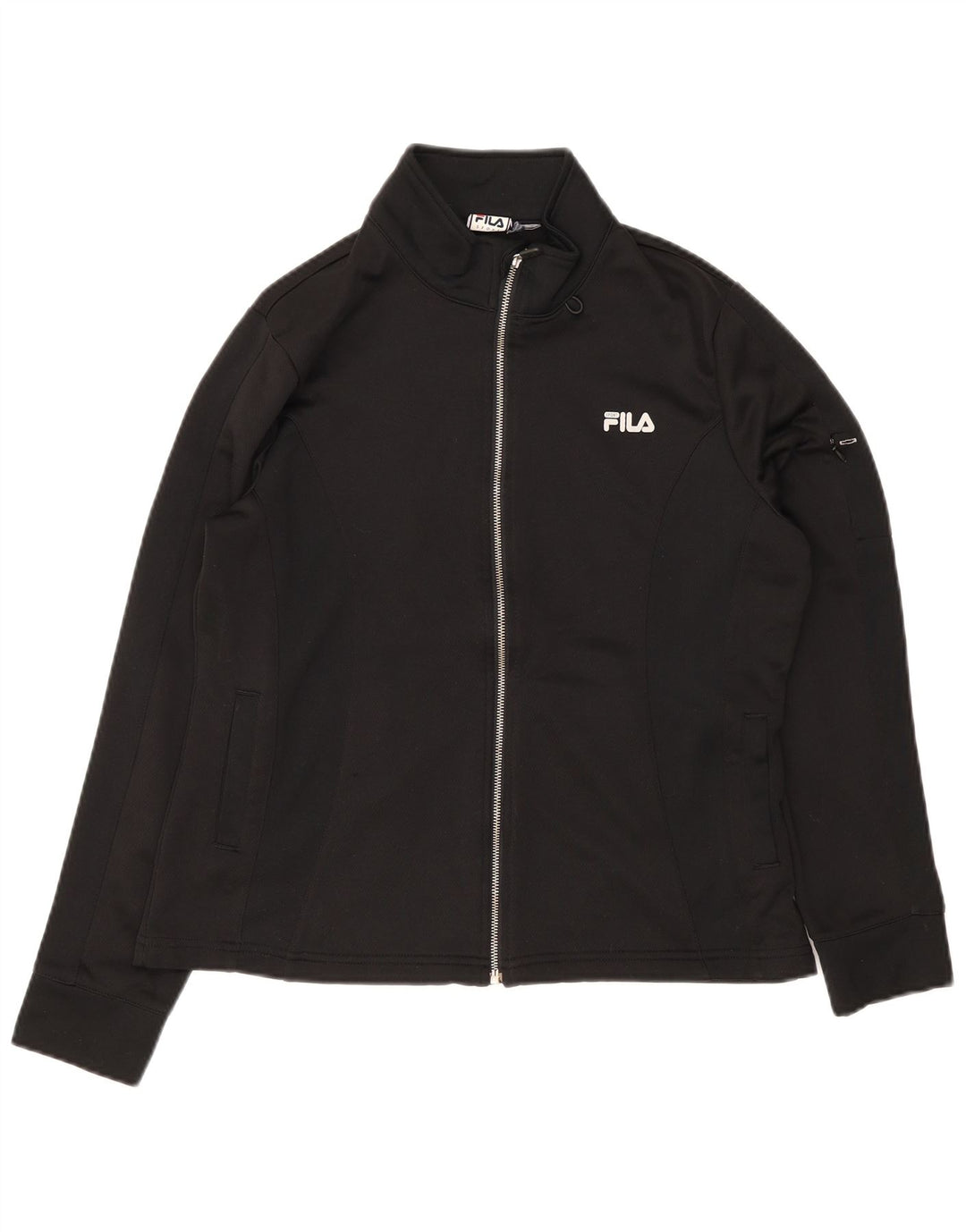 Fila Womens Tracksuit Top Jacket UK 12 Médio Preto Poliéster