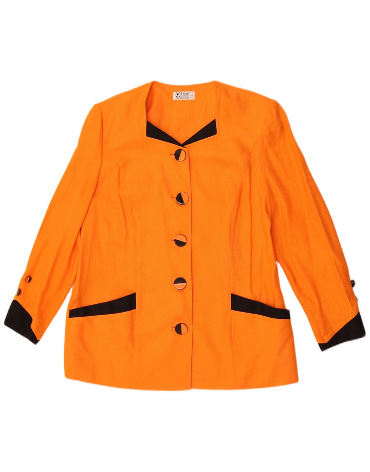 Jaqueta blazer feminina Fink Modell com 5 botões UK 18 XL laranja colorblock