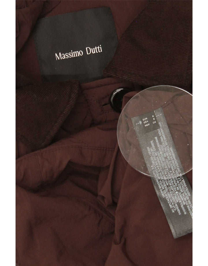 Jaqueta acolchoada grande Massimo Dutti feminina UK 10 poliéster marrom pequeno