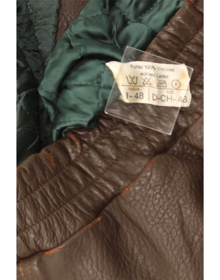Jaqueta de couro masculina vintage IT 48 marrom médio