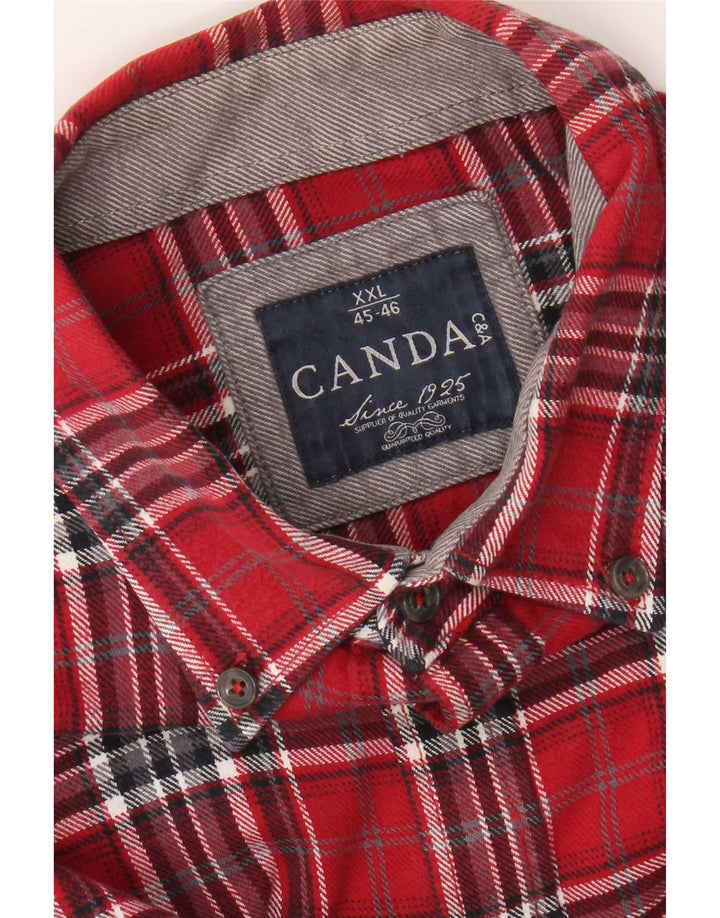 Camisa masculina de flanela CANDA tamanho 45/46 2XL algodão xadrez vermelho