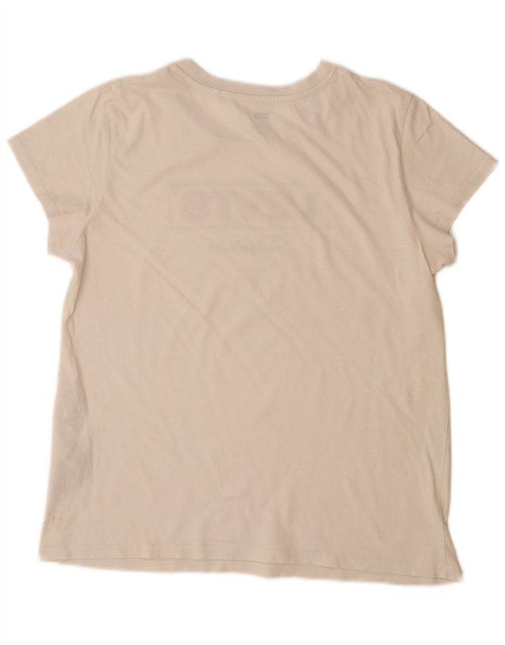 Camiseta feminina gráfica LEVI'S UK 14 grande algodão off white