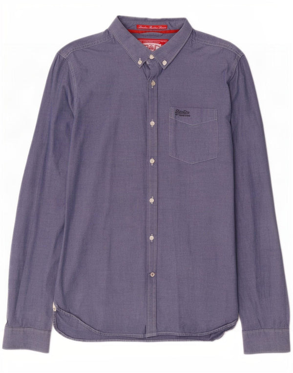 Camisa masculina Superdry grande algodão azul