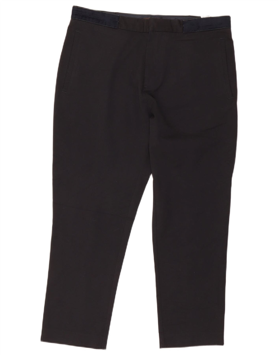 Zara Calça masculina cortada EU 42 grande W32 L25 poliéster preto