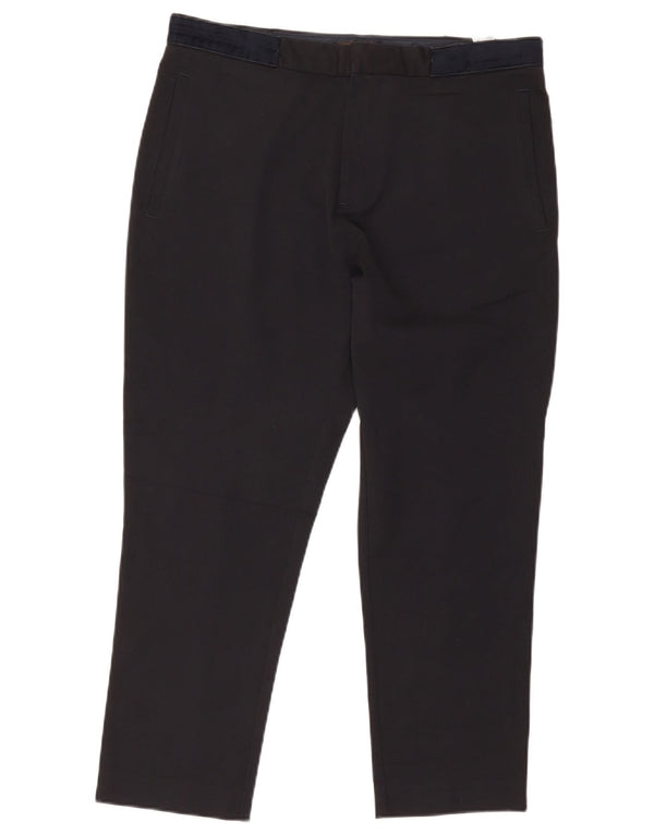 Zara Calça masculina cortada EU 42 grande W32 L25 poliéster preto