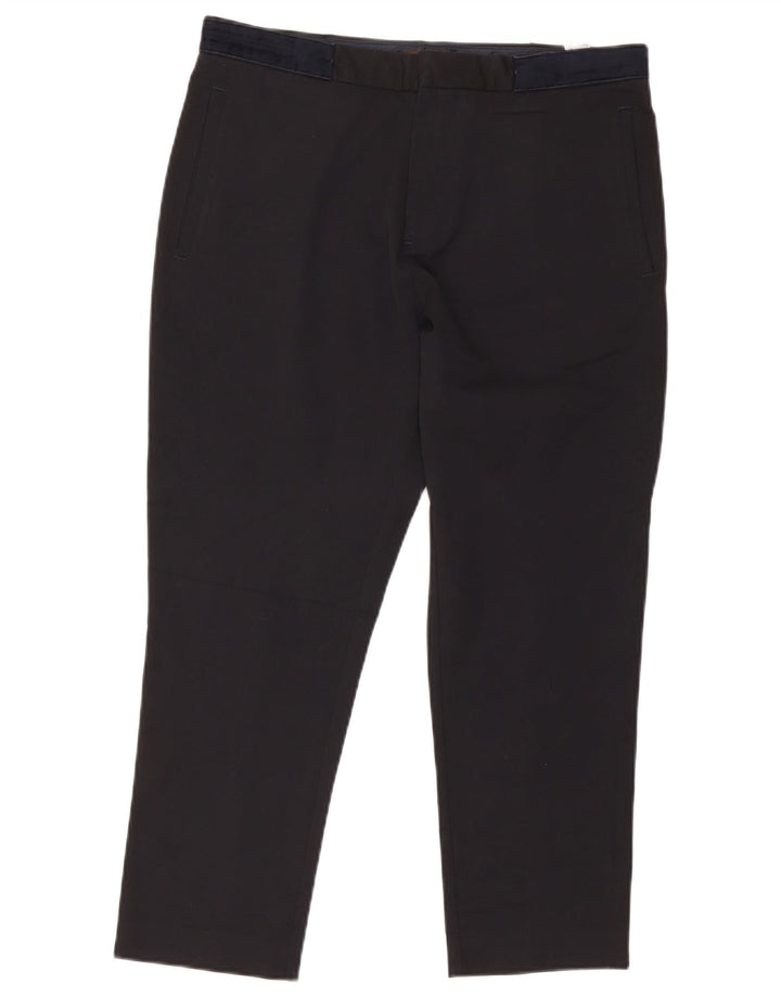 Zara Calça masculina cortada EU 42 grande W32 L25 poliéster preto