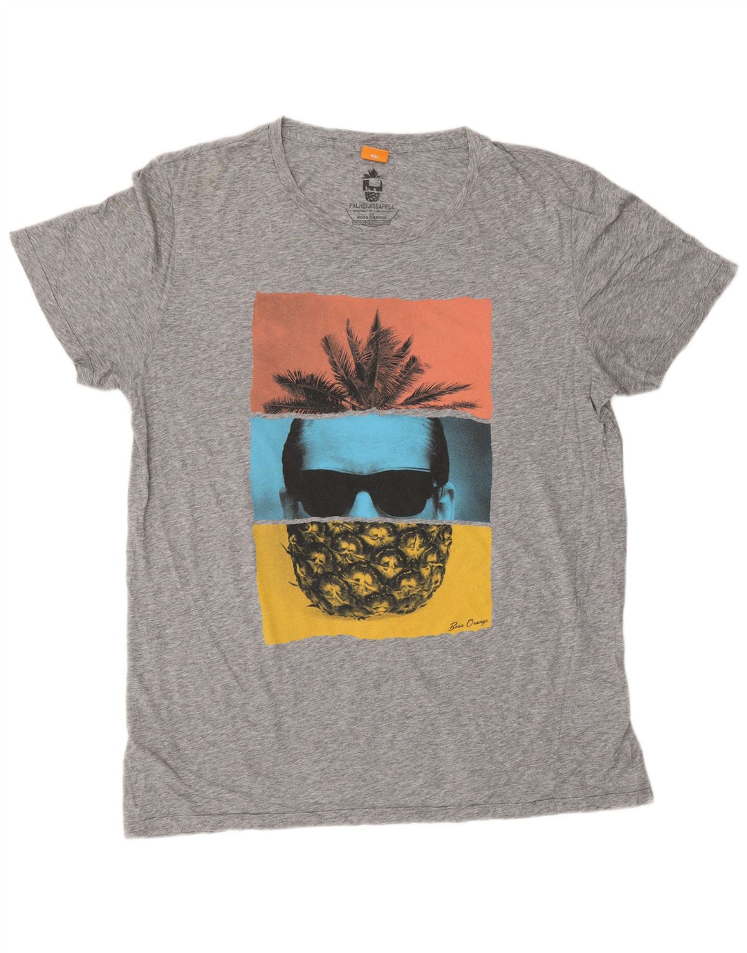 Camiseta gráfica masculina HUGO BOSS Top 2XL cinza manchado