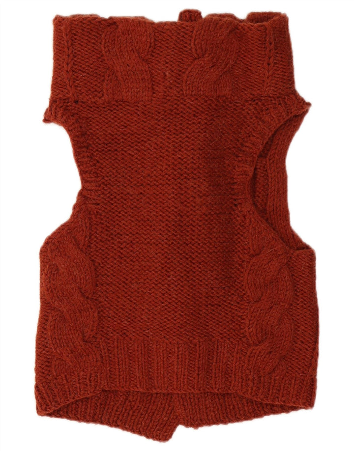 Suéter cardigã feminino sem mangas VINTAGE Reino Unido 12 marrom médio