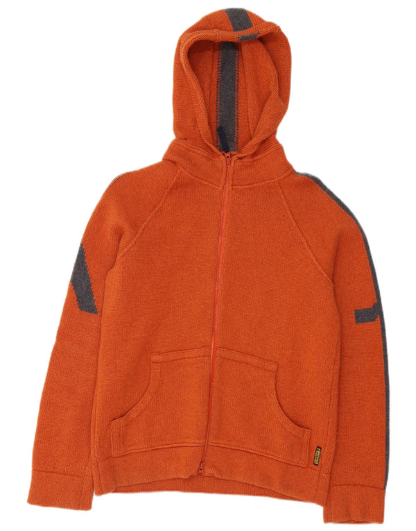 Suéter cardigã masculino Armani Jeans com capuz médio laranja colorblock lã