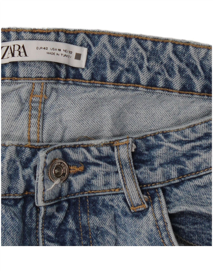 Zara Calça jeans feminina cintura alta solta EU 42 grande W32 L31 azul