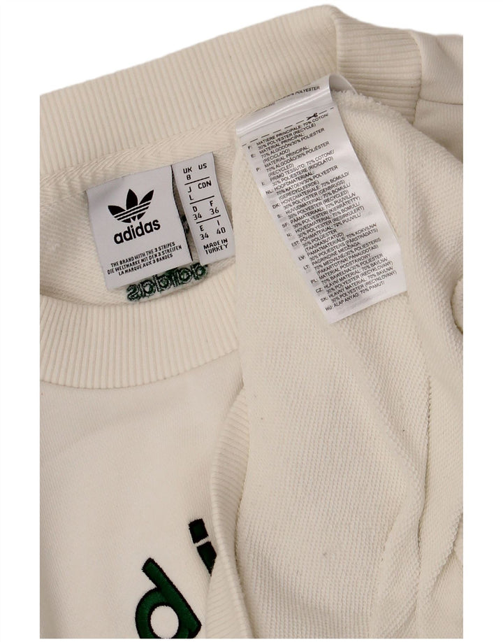 ADIDAS Womens Oversized Graphic Sweatshirt Jumper Reino Unido 8 Pequeno Algodão Branco