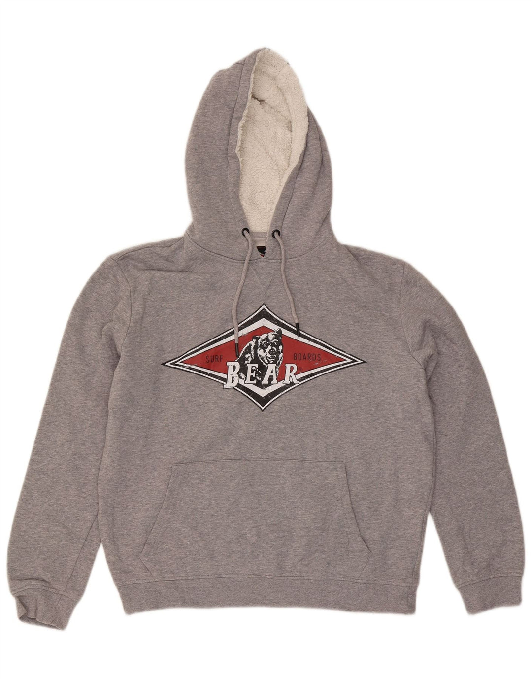 Bear Mens Graphic Hoodie Jumper Médio Algodão Cinza