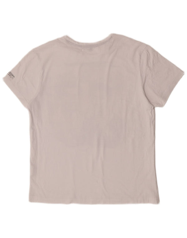 Camiseta feminina Trussardi com estampa gráfica UK 16 grande algodão branco