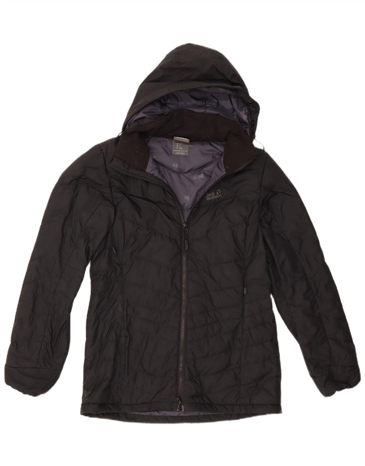 Jaqueta feminina acolchoada com capuz grande Jack Wolfskin IT 36 XS preta