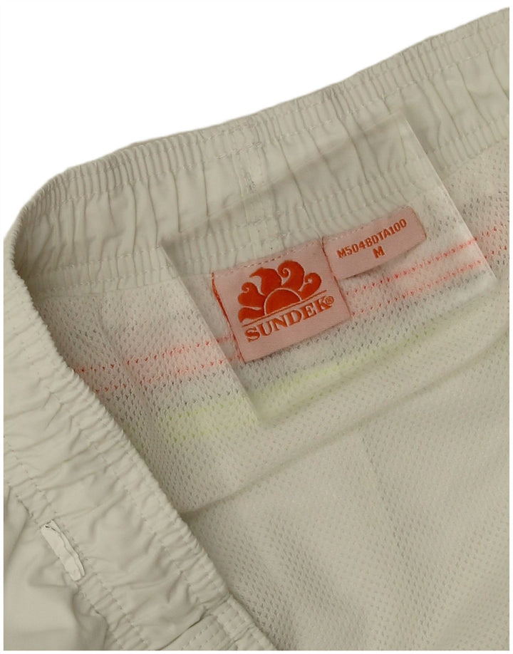 Shorts de natação masculino Sundek médio listrado branco
