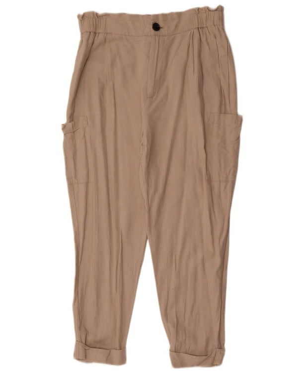 Zara Calça Cargo Harém Feminina EU 40 Médio W30 L26 Bege