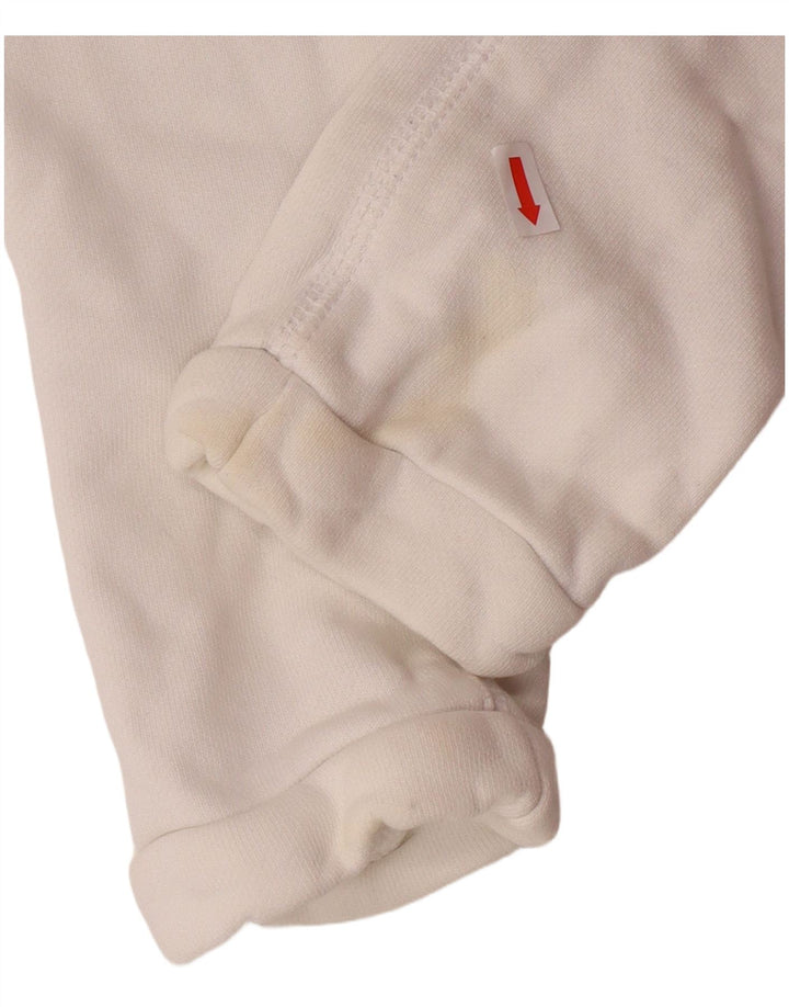 ADIDAS Womens Crop Graphic Hoodie Jumper UK 8 Pequeno Algodão Branco