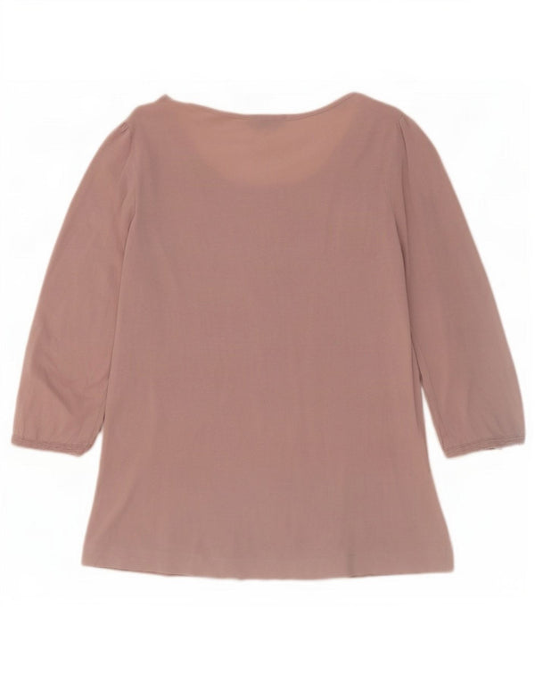 Top feminino Massimo Dutti manga 3/4 UK 12 rosa médio