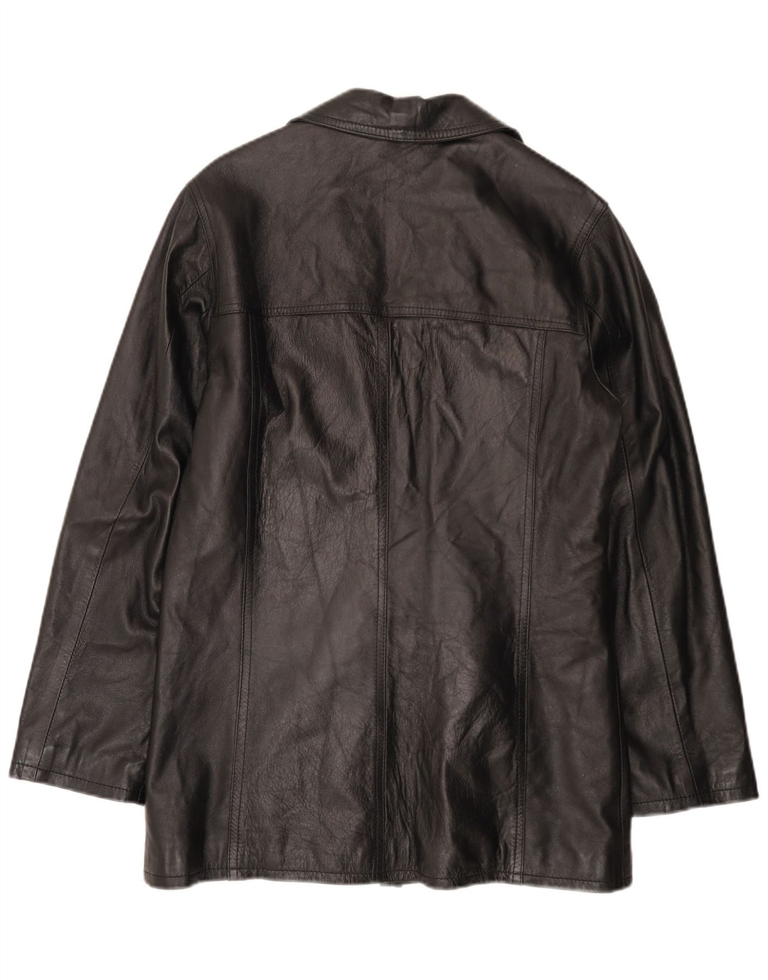 Jaqueta de couro masculina HELEN HUBERT Reino Unido 38 couro preto médio