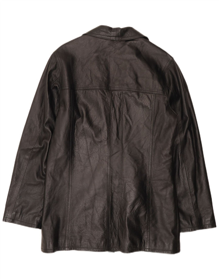 Jaqueta de couro masculina HELEN HUBERT Reino Unido 38 couro preto médio