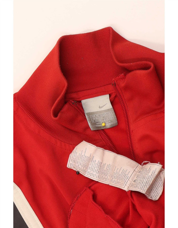 Nike Mens Tracksuit Top Jacket UK 38/40 Médio Vermelho Colorblock Poliéster