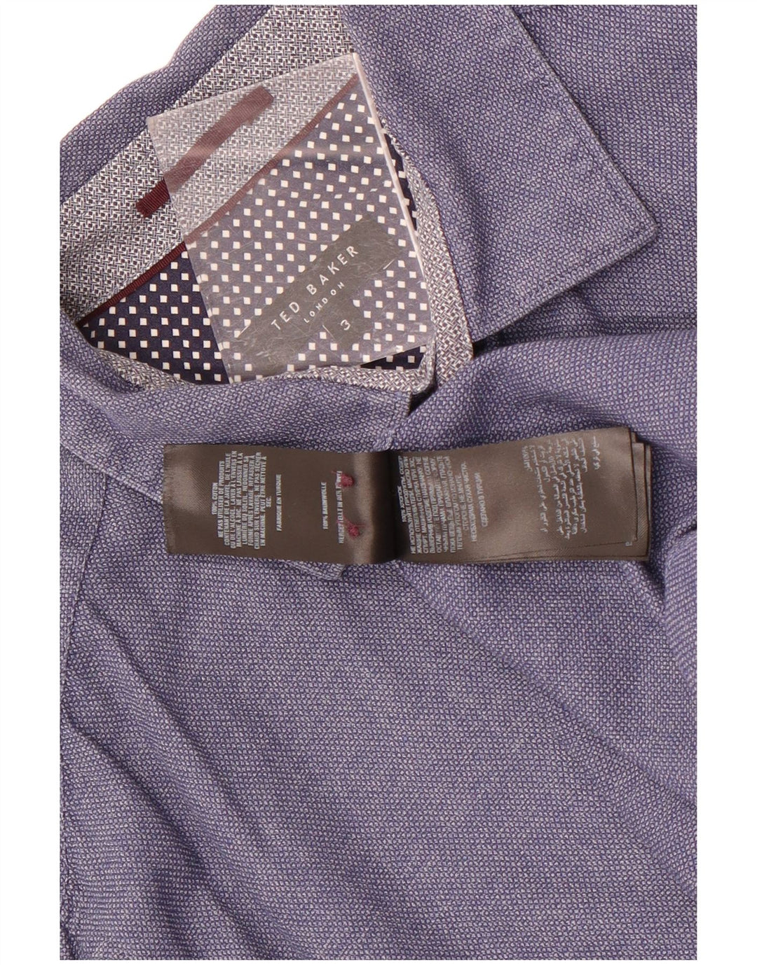 Camisa masculina Ted Baker tamanho 3 algodão azul médio