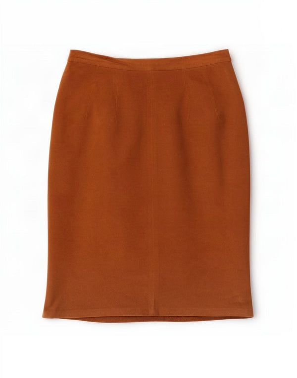 Saia feminina vintage de camurça IT 44 médio W28 couro bege