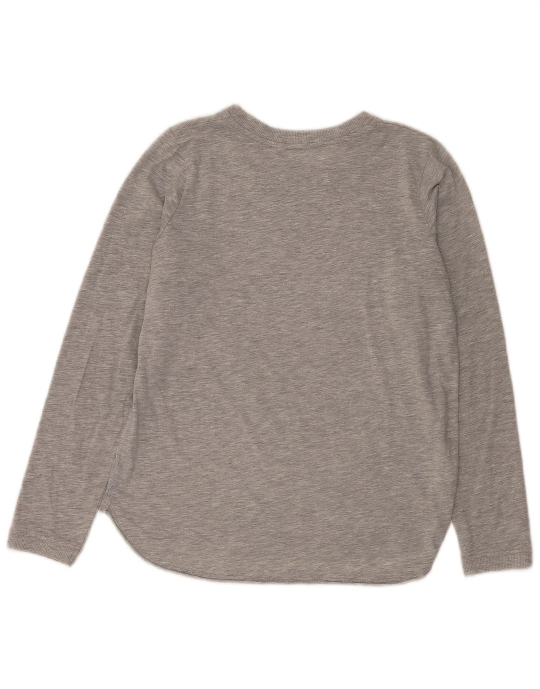 Top feminino vintage de manga comprida UK 12 cinza médio manchado