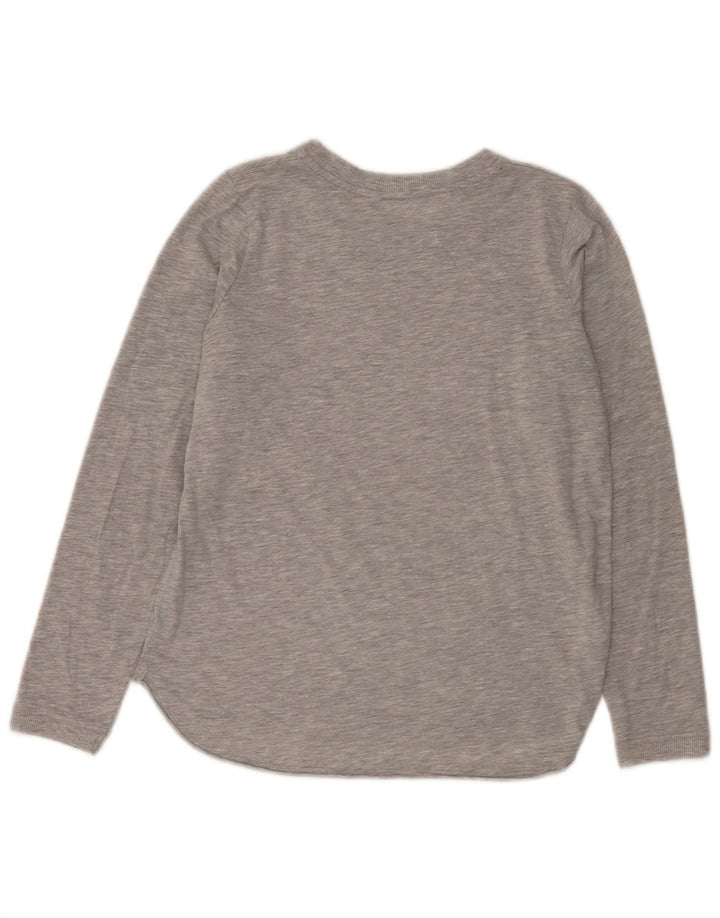 Top feminino vintage de manga comprida UK 12 cinza médio manchado