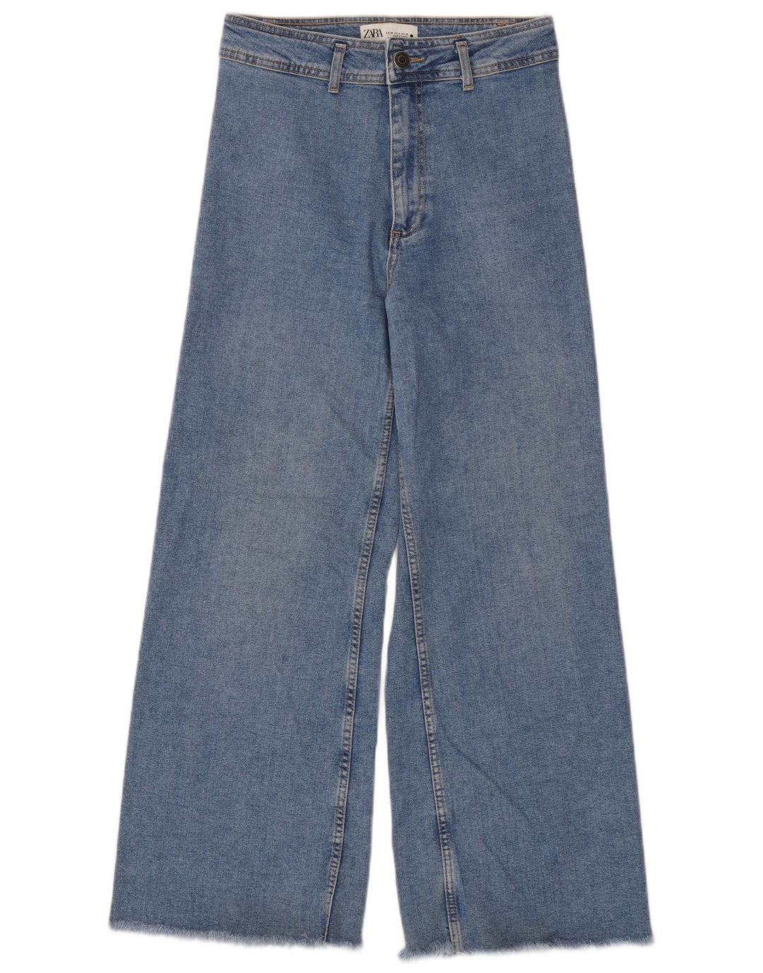 Zara Jeans feminino de perna larga EU 38 pequeno W28 L29 azul