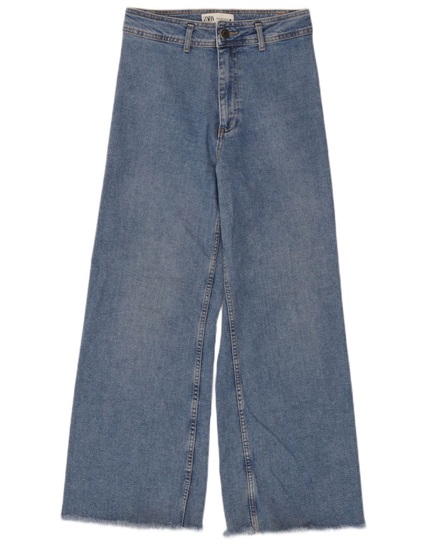Zara Jeans feminino de perna larga EU 38 pequeno W28 L29 azul