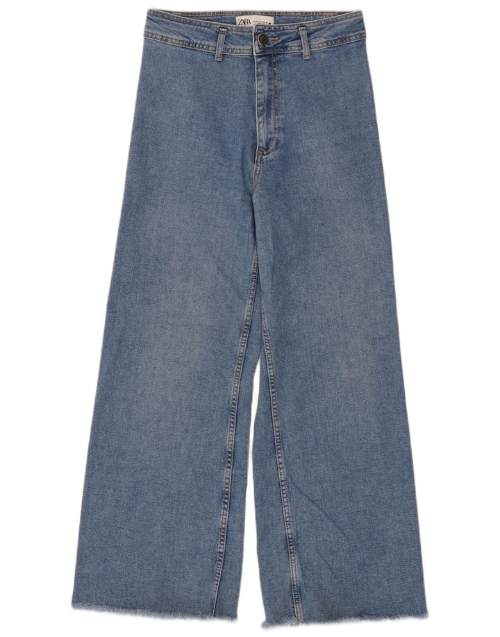 Zara Jeans feminino de perna larga EU 38 pequeno W28 L29 azul